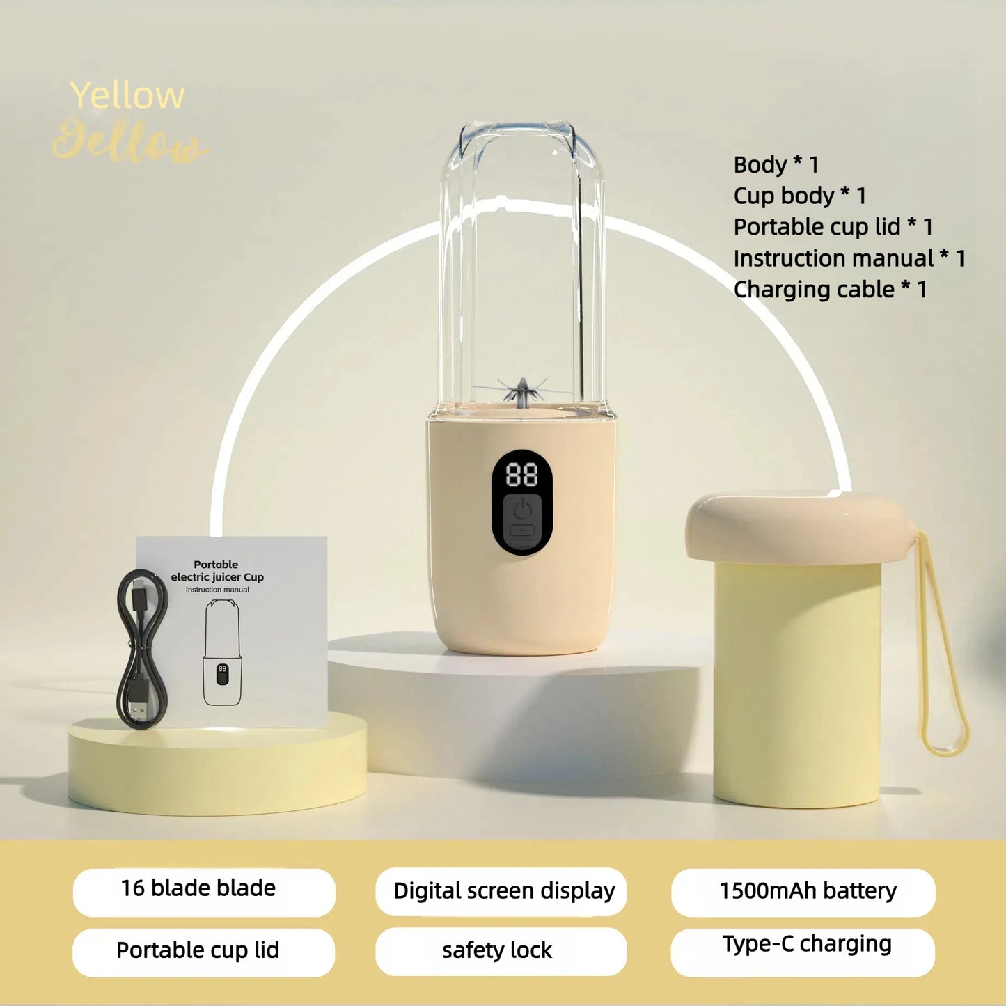 Ultimate Portable Electric Blender with 6 Blades - Perfect for Juices, Smoothies, and Ice Crushing!