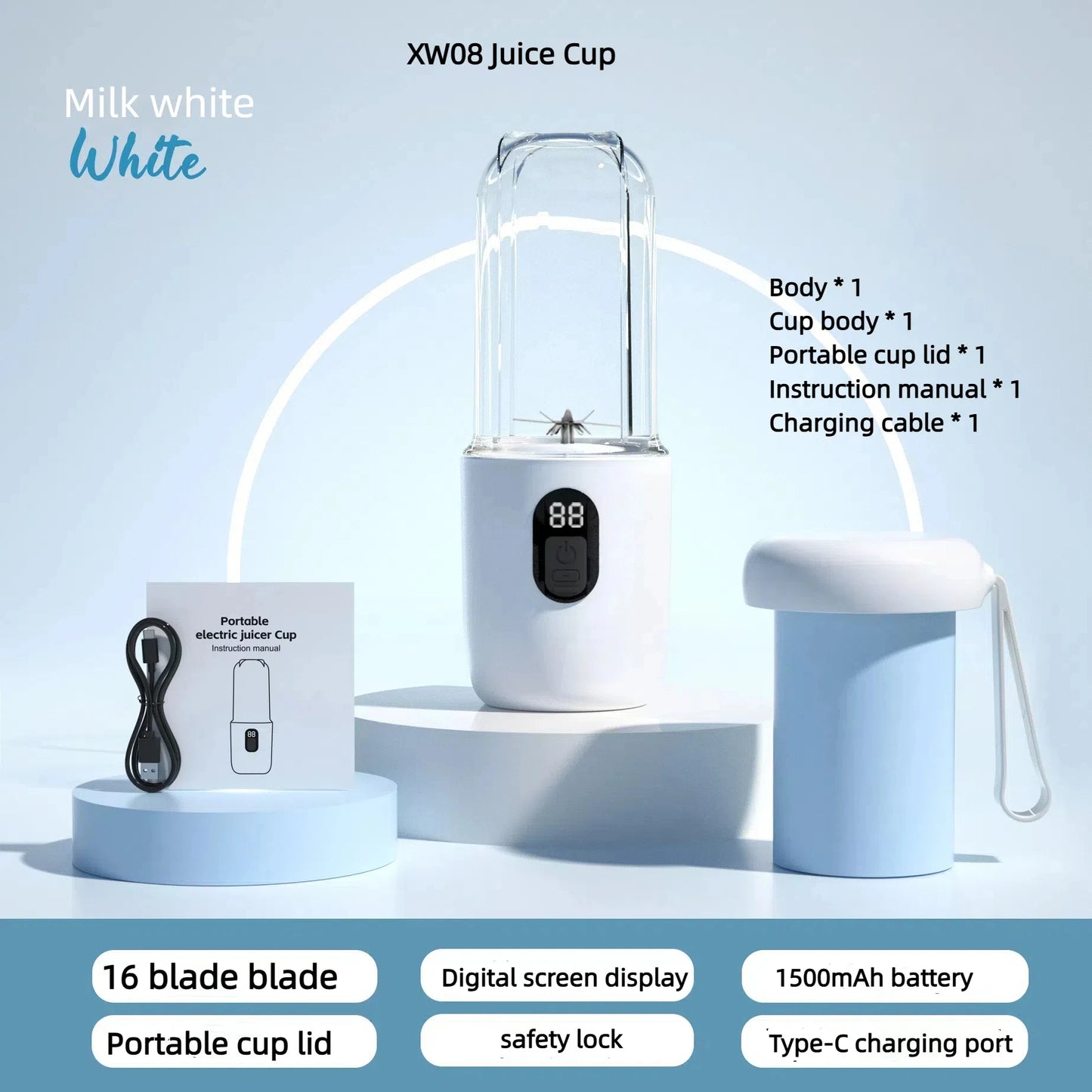 Ultimate Portable Electric Blender with 6 Blades - Perfect for Juices, Smoothies, and Ice Crushing!